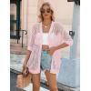 image:imageZeagoo Womens 2026 Summer Crochet Lightweight Cardigan Short Sleeve Boho Kimono Oversized Open Front Sweater TopsLight Pink