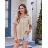 image:imageZeagoo Womens Button Down Shirt Bust Pocket Short Sleeve Blouses Business Casual Work Tops Summer OutfitsBeige