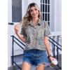 image:imageZeagoo Womens Button Down Shirt Bust Pocket Short Sleeve Blouses Business Casual Work Tops Summer OutfitsBoho Blue 919