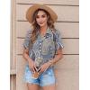 image:imageZeagoo Womens Button Down Shirt Bust Pocket Short Sleeve Blouses Business Casual Work Tops Summer OutfitsBoho Blue 919