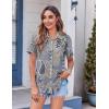 image:imageZeagoo Womens Button Down Shirt Bust Pocket Short Sleeve Blouses Business Casual Work Tops Summer OutfitsBoho Blue 919