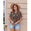image:imageZeagoo Womens Button Down Shirt Bust Pocket Short Sleeve Blouses Business Casual Work Tops Summer OutfitsBoho Multicolor 721