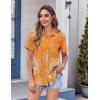 image:imageZeagoo Womens Button Down Shirt Bust Pocket Short Sleeve Blouses Business Casual Work Tops Summer OutfitsBoho Orange 294