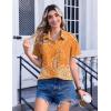 image:imageZeagoo Womens Button Down Shirt Bust Pocket Short Sleeve Blouses Business Casual Work Tops Summer OutfitsBoho Orange 294