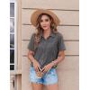 image:imageZeagoo Womens Button Down Shirt Bust Pocket Short Sleeve Blouses Business Casual Work Tops Summer OutfitsDark Grey