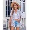 image:imageZeagoo Womens Button Down Shirt Bust Pocket Short Sleeve Blouses Business Casual Work Tops Summer OutfitsFloral Blue 361