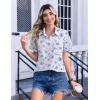 image:imageZeagoo Womens Button Down Shirt Bust Pocket Short Sleeve Blouses Business Casual Work Tops Summer OutfitsFloral Blue 361