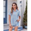 image:imageZeagoo Womens Button Down Shirt Bust Pocket Short Sleeve Blouses Business Casual Work Tops Summer OutfitsLight Blue