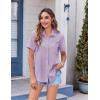 image:imageZeagoo Womens Button Down Shirt Bust Pocket Short Sleeve Blouses Business Casual Work Tops Summer OutfitsLilac