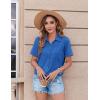 image:imageZeagoo Womens Button Down Shirt Bust Pocket Short Sleeve Blouses Business Casual Work Tops Summer OutfitsSnorkel Blue