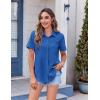 image:imageZeagoo Womens Button Down Shirt Bust Pocket Short Sleeve Blouses Business Casual Work Tops Summer OutfitsSnorkel Blue
