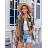 image:imageZeagoo Womens Button Down Shirt Bust Pocket Short Sleeve Blouses Business Casual Work Tops Summer OutfitsStripes Multicolor 289