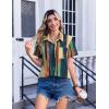 image:imageZeagoo Womens Button Down Shirt Bust Pocket Short Sleeve Blouses Business Casual Work Tops Summer OutfitsStripes Multicolor 289
