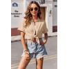 image:imageZeagoo Womens Button Down Shirts Casual Short Sleeve Dress Shirt Textured Collared Summer Clothes Work BlouseApricot