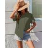 image:imageZeagoo Womens Button Down Shirts Casual Short Sleeve Dress Shirt Textured Collared Summer Clothes Work BlouseArmy Green