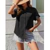 image:imageZeagoo Womens Button Down Shirts Casual Short Sleeve Dress Shirt Textured Collared Summer Clothes Work BlouseBlack