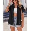 image:imageZeagoo Womens Button Down Shirts Casual Short Sleeve Dress Shirt Textured Collared Summer Clothes Work BlouseBlack