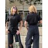 image:imageZeagoo Womens Button Down Shirts Casual Short Sleeve Dress Shirt Textured Collared Summer Clothes Work BlouseBlack