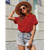 image:imageZeagoo Womens Button Down Shirts Casual Short Sleeve Dress Shirt Textured Collared Summer Clothes Work BlouseBright Red
