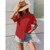 image:imageZeagoo Womens Button Down Shirts Casual Short Sleeve Dress Shirt Textured Collared Summer Clothes Work BlouseBright Red