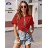 image:imageZeagoo Womens Button Down Shirts Casual Short Sleeve Dress Shirt Textured Collared Summer Clothes Work BlouseBright Red