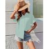 image:imageZeagoo Womens Button Down Shirts Casual Short Sleeve Dress Shirt Textured Collared Summer Clothes Work BlouseCool Mint Green