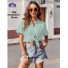 image:imageZeagoo Womens Button Down Shirts Casual Short Sleeve Dress Shirt Textured Collared Summer Clothes Work BlouseCool Mint Green