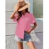 image:imageZeagoo Womens Button Down Shirts Casual Short Sleeve Dress Shirt Textured Collared Summer Clothes Work BlouseCoral