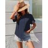 image:imageZeagoo Womens Button Down Shirts Casual Short Sleeve Dress Shirt Textured Collared Summer Clothes Work BlouseDeep Blue
