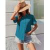 image:imageZeagoo Womens Button Down Shirts Casual Short Sleeve Dress Shirt Textured Collared Summer Clothes Work BlouseLake Blue