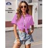 image:imageZeagoo Womens Button Down Shirts Casual Short Sleeve Dress Shirt Textured Collared Summer Clothes Work BlouseLavender