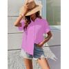 image:imageZeagoo Womens Button Down Shirts Casual Short Sleeve Dress Shirt Textured Collared Summer Clothes Work BlouseLavender