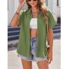 image:imageZeagoo Womens Button Down Shirts Casual Short Sleeve Dress Shirt Textured Collared Summer Clothes Work BlouseLight Green