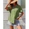 image:imageZeagoo Womens Button Down Shirts Casual Short Sleeve Dress Shirt Textured Collared Summer Clothes Work BlouseLight Green