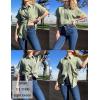 image:imageZeagoo Womens Button Down Shirts Casual Short Sleeve Dress Shirt Textured Collared Summer Clothes Work BlouseLight Green
