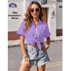 image:imageZeagoo Womens Button Down Shirts Casual Short Sleeve Dress Shirt Textured Collared Summer Clothes Work BlouseLight Purple