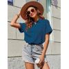 image:imageZeagoo Womens Button Down Shirts Casual Short Sleeve Dress Shirt Textured Collared Summer Clothes Work BlousePeacock Blue