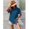 image:imageZeagoo Womens Button Down Shirts Casual Short Sleeve Dress Shirt Textured Collared Summer Clothes Work BlousePeacock Blue