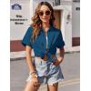 image:imageZeagoo Womens Button Down Shirts Casual Short Sleeve Dress Shirt Textured Collared Summer Clothes Work BlousePeacock Blue