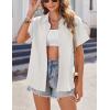 image:imageZeagoo Womens Button Down Shirts Casual Short Sleeve Dress Shirt Textured Collared Summer Clothes Work BlouseWhite