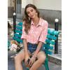 image:imageZeagoo Womens Button Down Shirts Long Sleeve Cotton Gauze Tops Casual Collared Blouses Loose FitPink Tropical