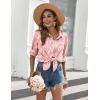 image:imageZeagoo Womens Button Down Shirts Long Sleeve Cotton Gauze Tops Casual Collared Blouses Loose FitPink Tropical