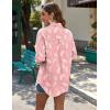image:imageZeagoo Womens Button Down Shirts Long Sleeve Cotton Gauze Tops Casual Collared Blouses Loose FitPink Tropical