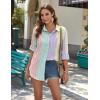 image:imageZeagoo Womens Button Down Shirts Long Sleeve Cotton Gauze Tops Casual Collared Blouses Loose FitStripes