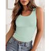 image:imageZeagoo Womens Double Lined Square Neck Tank Top Sleeveless Basic Crop Tops Trendy Going Out TopsLight Green