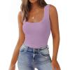 image:imageZeagoo Womens Double Lined Square Neck Tank Top Sleeveless Basic Crop Tops Trendy Going Out TopsLight Purple