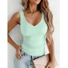 image:imageZeagoo Womens Double Lined V Neck Tank Tops Summer Slim Fit Basic Sleeveless Shirts Cute Trendy Going Out TopsMint Green