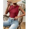 image:imageZeagoo Womens High Neck Tank Top 2026 Summer Casual Ribbed Knit Slim Fitted Basic Textured Sleeveless Shirts2 Pack Black  Red