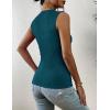 image:imageZeagoo Womens High Neck Tank Top 2026 Summer Casual Ribbed Knit Slim Fitted Basic Textured Sleeveless ShirtsBlue Green