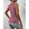 image:imageZeagoo Womens High Neck Tank Top 2026 Summer Casual Ribbed Knit Slim Fitted Basic Textured Sleeveless ShirtsRed Bean Paste